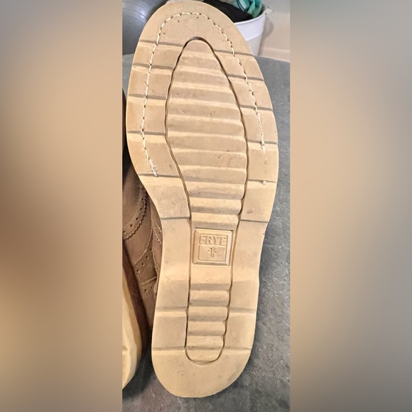 FRYE Sz 12 Jim Tan Gray Suede Wingtip Oxford Shoes - Picture 7 of 13